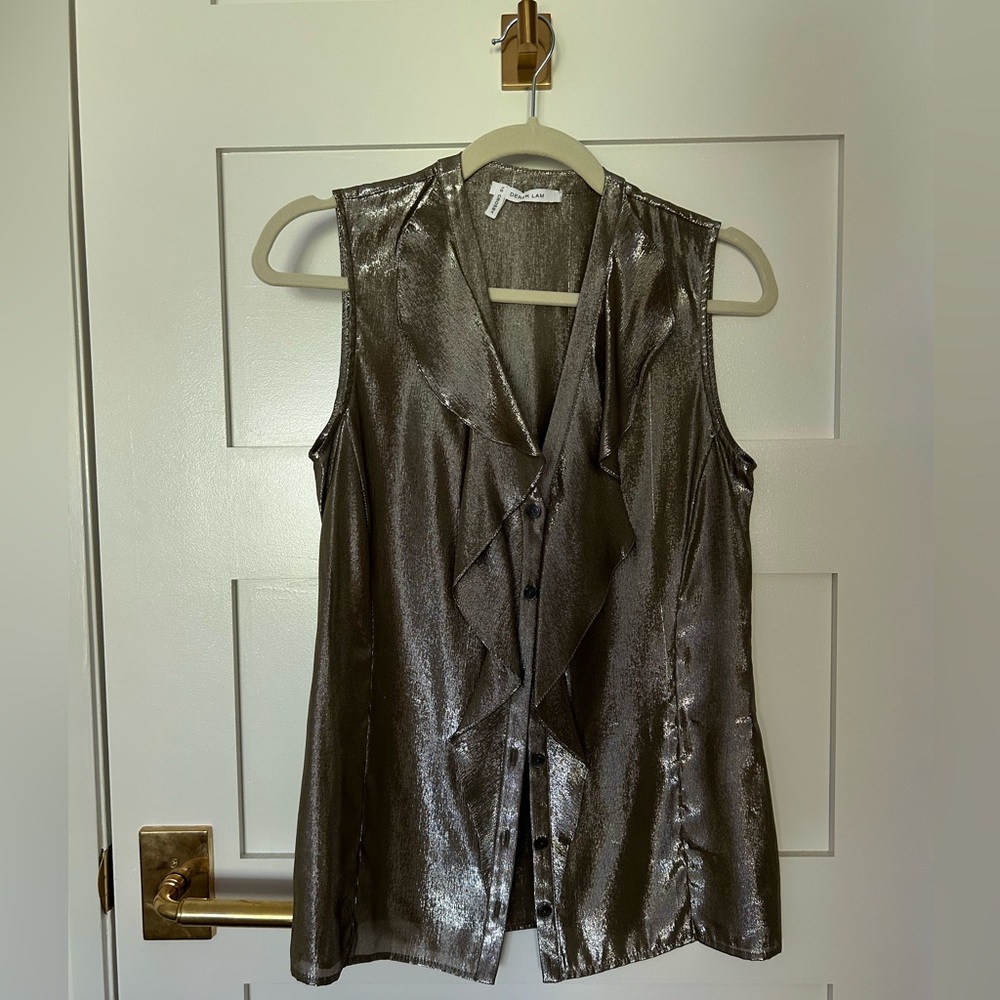 10 CROSBY DEREK LAM sleeveless metallic blouse